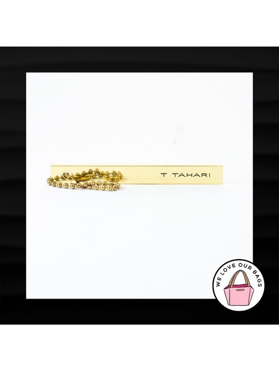 T Tahari Handbags - T TAHARI XL 4.25" GOLD BRASS METAL KEY FOB BAG CHARM KEYCHAIN HANG TAG